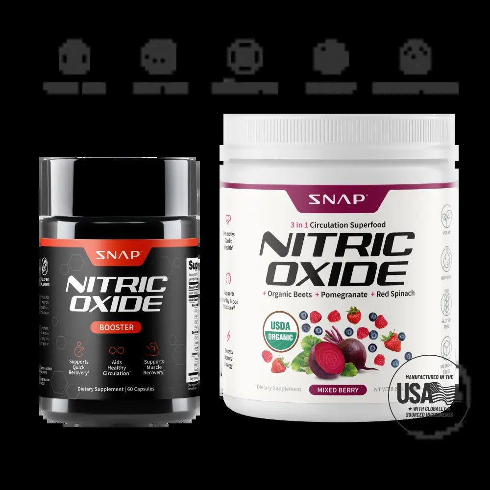 Boost Your Performance with Snap Supplements - Nitric Oxide Beets + Booster 60Ct Bundle - Natural Energy & Recovery Formula
