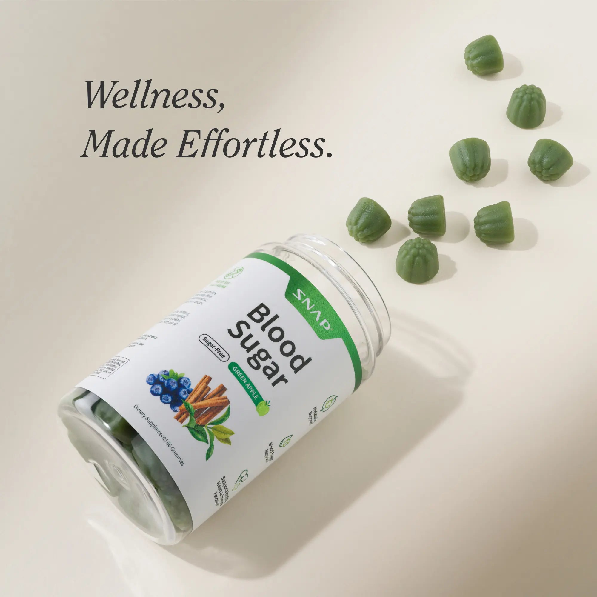 Snap Supplements - Blood Sugar Gummies - Natural Supplement - Green Apple Flavor