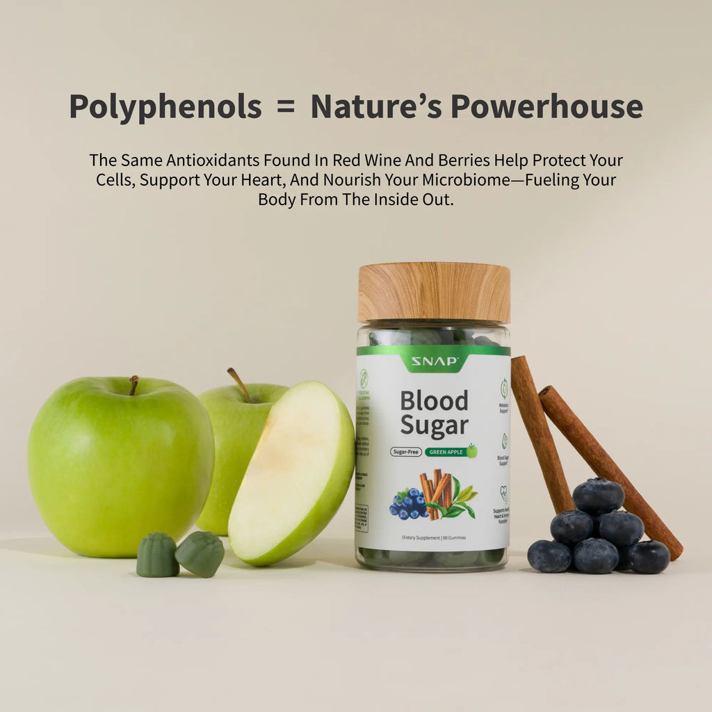 Snap Supplements - Blood Sugar Gummies - Natural Supplement - Green Apple Flavor