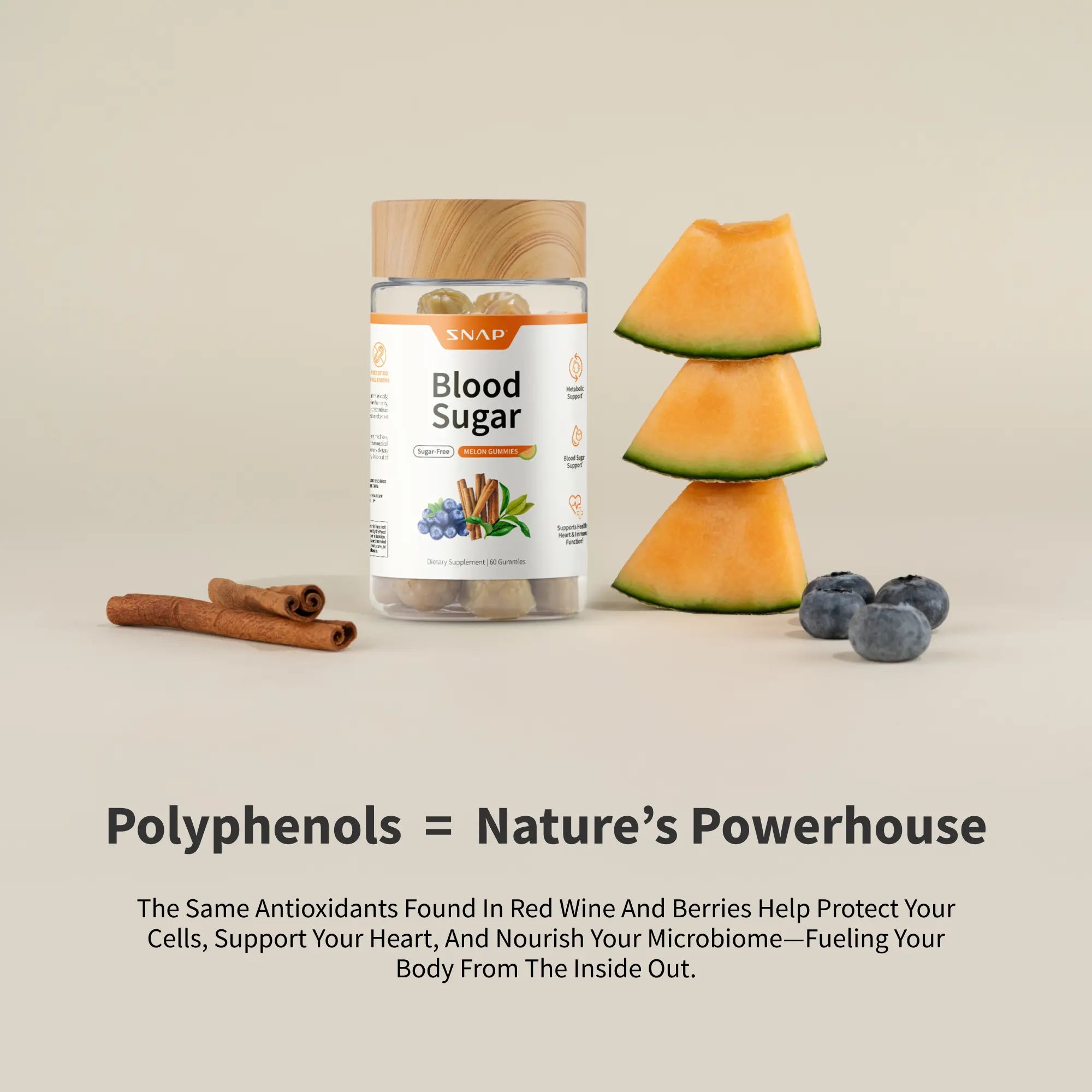 Elevate Your Wellness with Snap Supplements Blood Sugar Gummies - Delicious Melon Flavor for Metabolism Support!