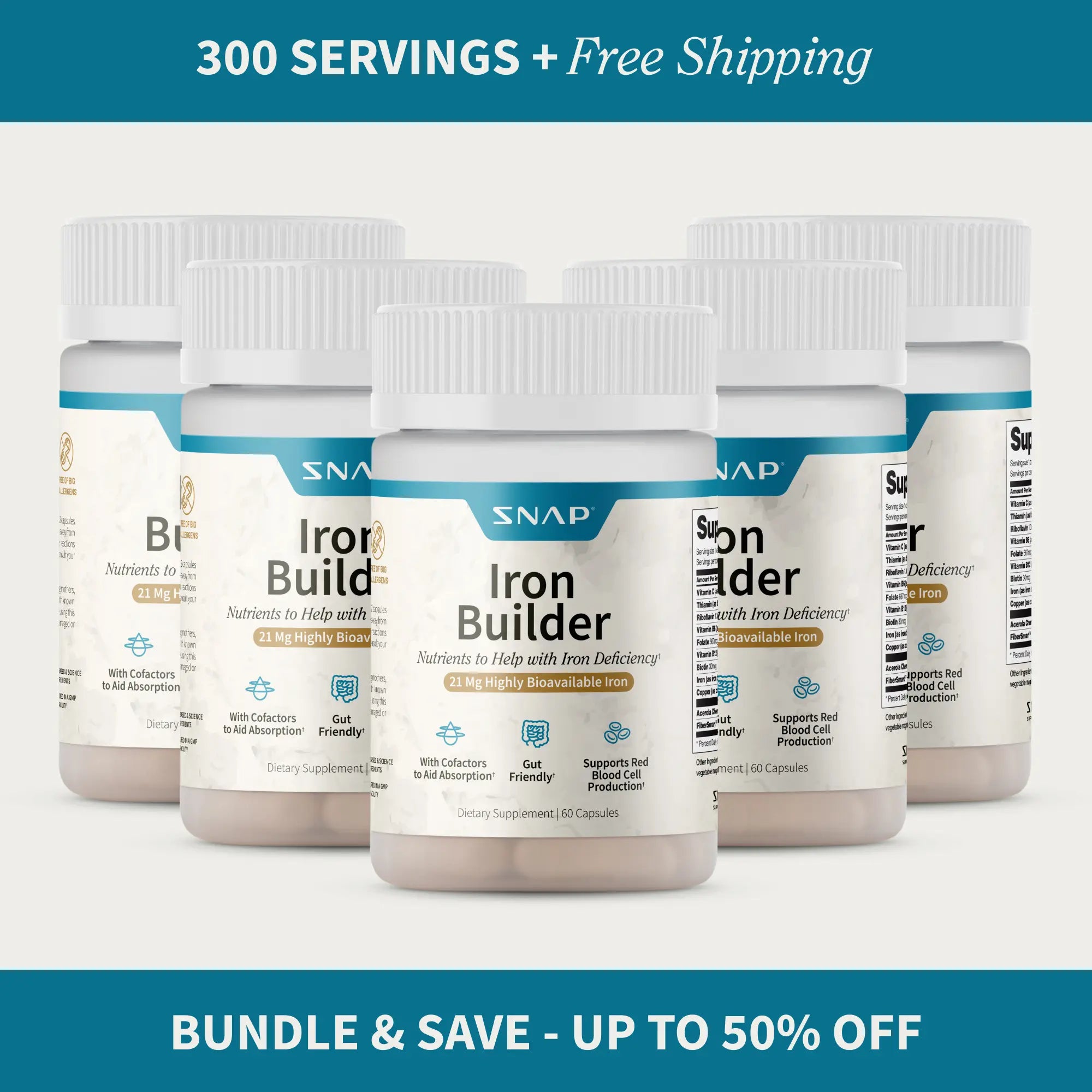 Elevate Your Energy with Snap Supplements Iron Builder - 60 Natural Capsules for Immune Support and Enhanced Vitality!